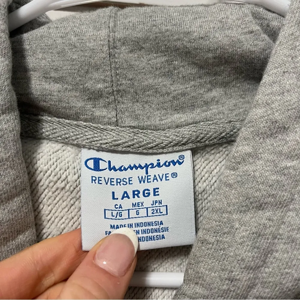 Champion Reverse Weave Grey & Black Sweatshirt Hoodie - Image 5