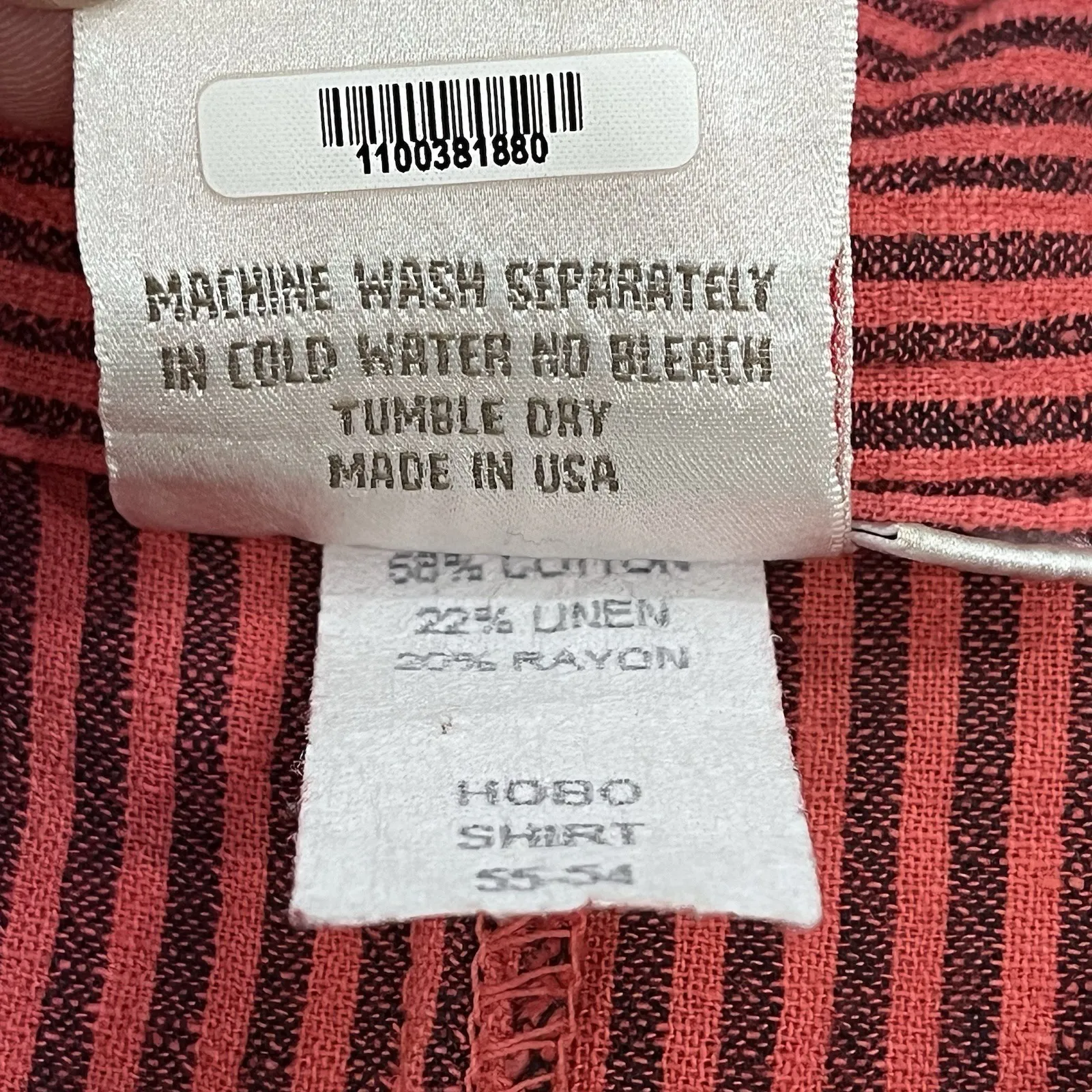 Mill Valley Lagenlook Jacket Hobo Top L 12 14 Stripe Denim Linen Drape Tunic Art Red Size L - Image 5