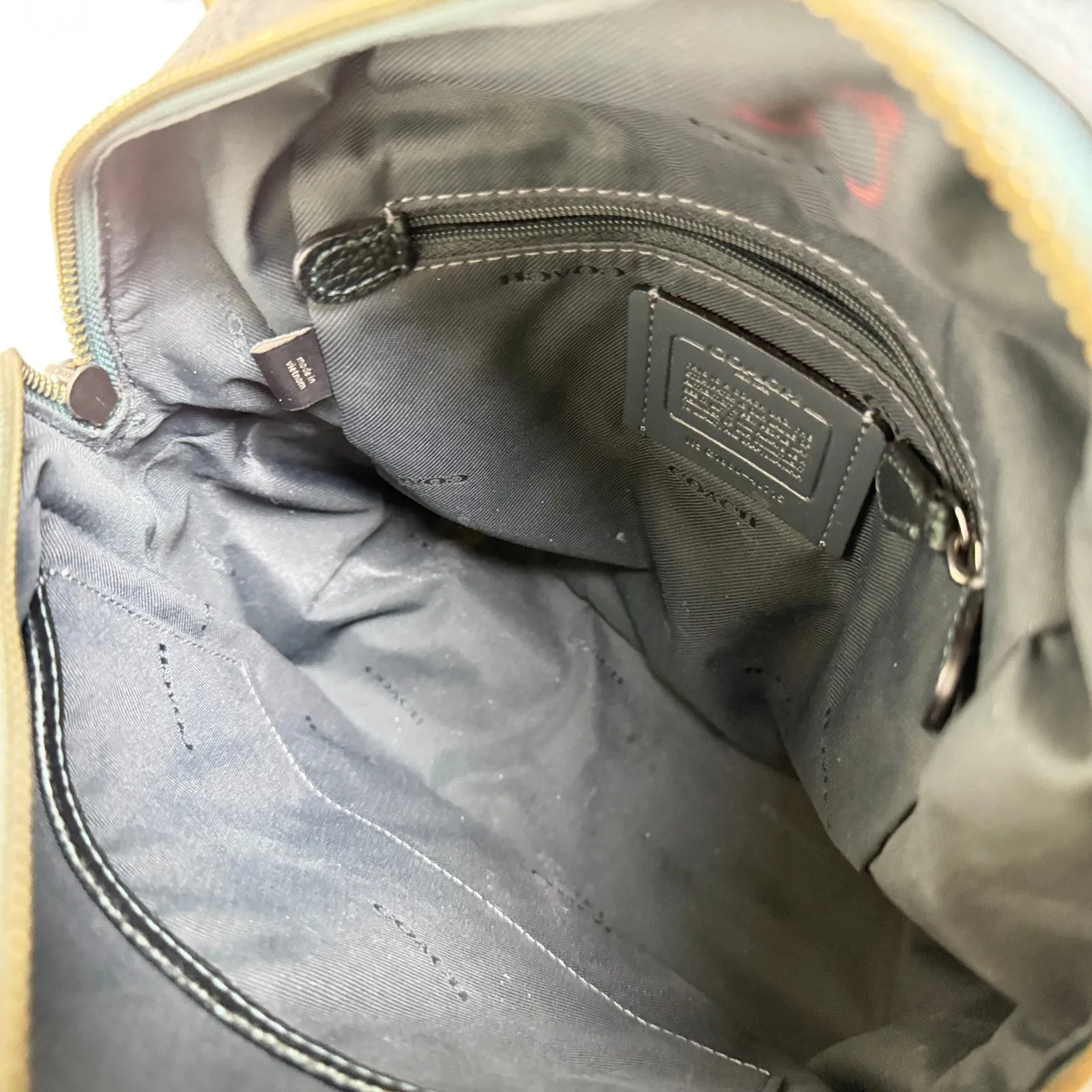 Coach Petite Campus Backpack 23 Green Metallic Polished Pebbled Leather Charm - Image 14