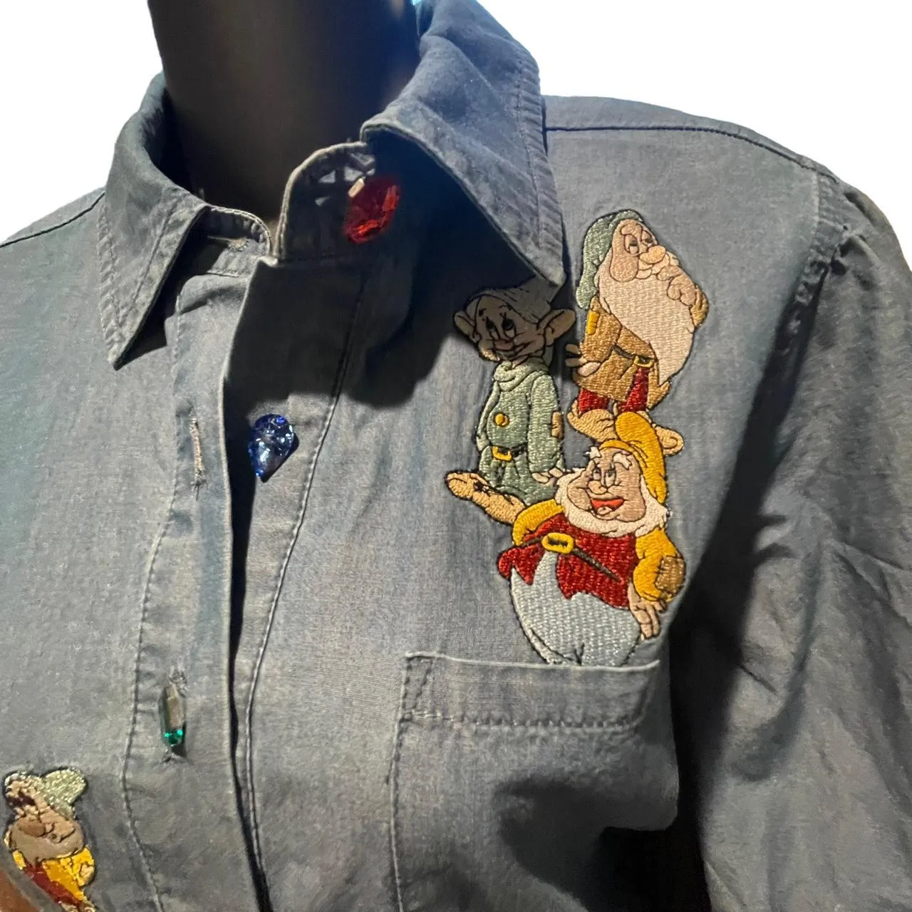 Disney  Snow White And The Seven Dwarfs Portrait Denim Long Sleeve Dress - Image 3