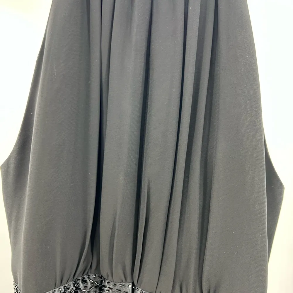 Jones Wear Dress halter black beaded flowy floor length 10 formal cocktail party - Image 4
