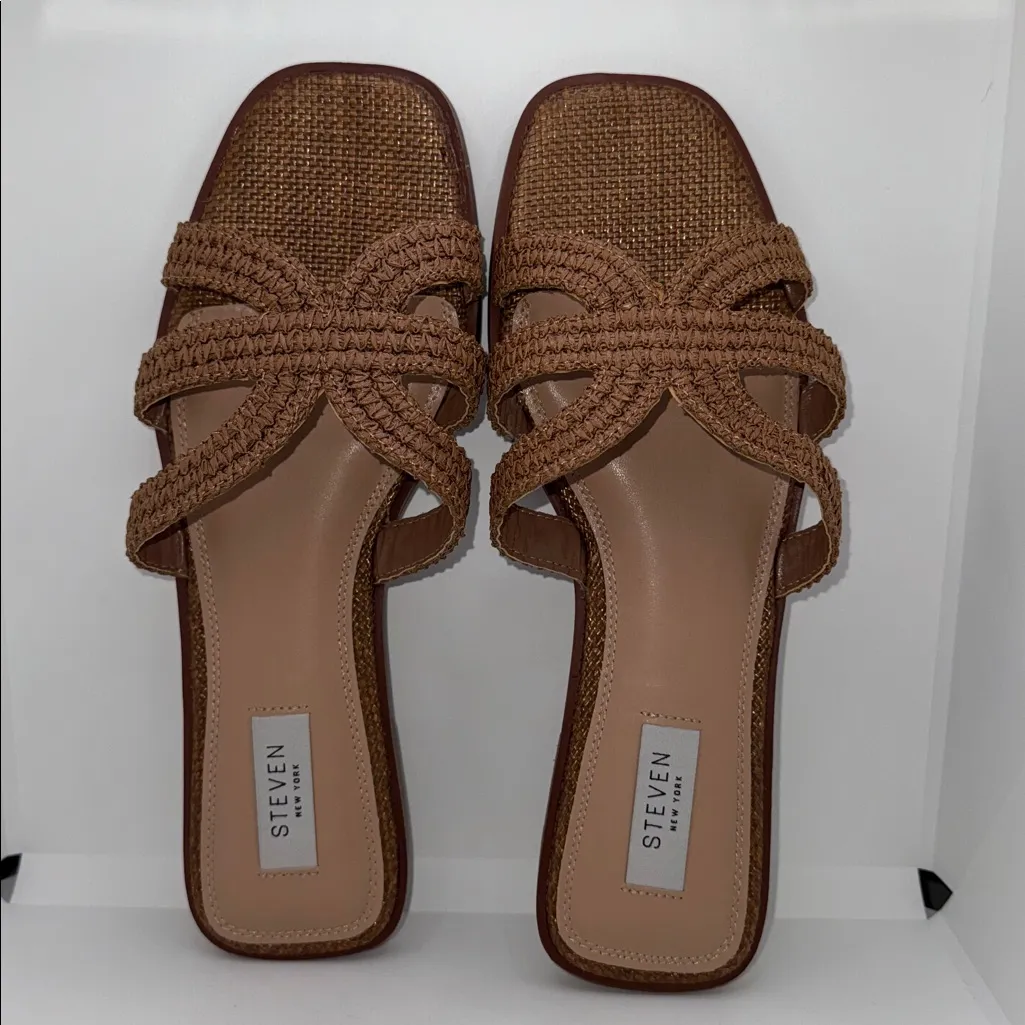 Steven By Steve Madden Harpo Raffia Sandals Slides Women’s Size 9 - Image 7