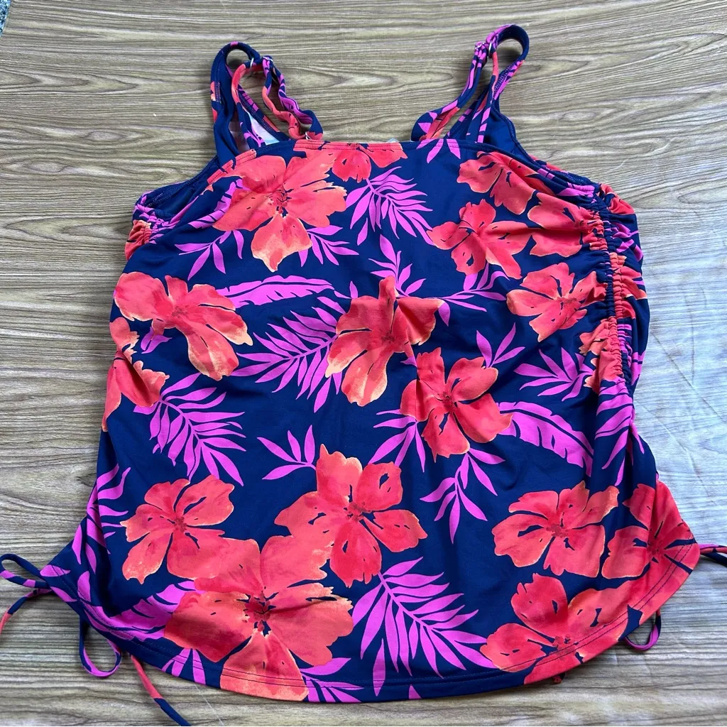 Lands’ End Bra Size Underwire Tankini Top Floral Tropical - Size 16 DDD - Image 6