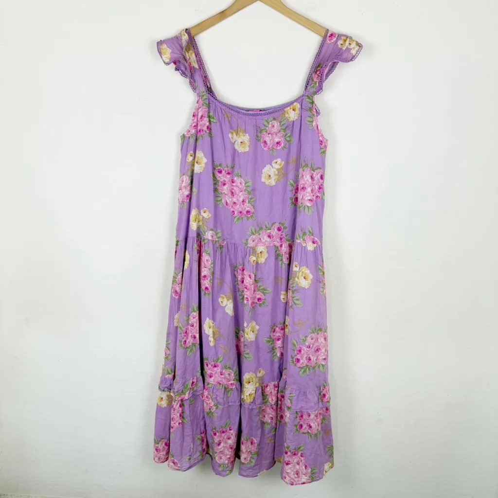 Betsey Johnson Cotton Bouquet Print Tiered Cottagecore Maxi Dress - Image 6