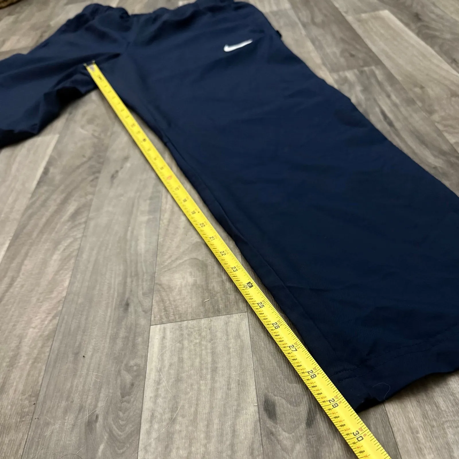 Nike Navy Blue embroidered check swoosh streetwear pants - Image 3