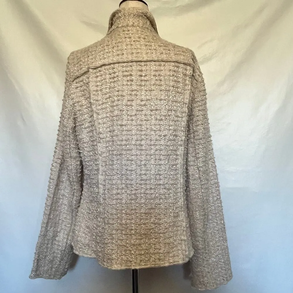 CAbi Boucle Knit Moto Womens Jacket Sz M Textured Cozy Layer Quiet Luxury Soft - Image 12