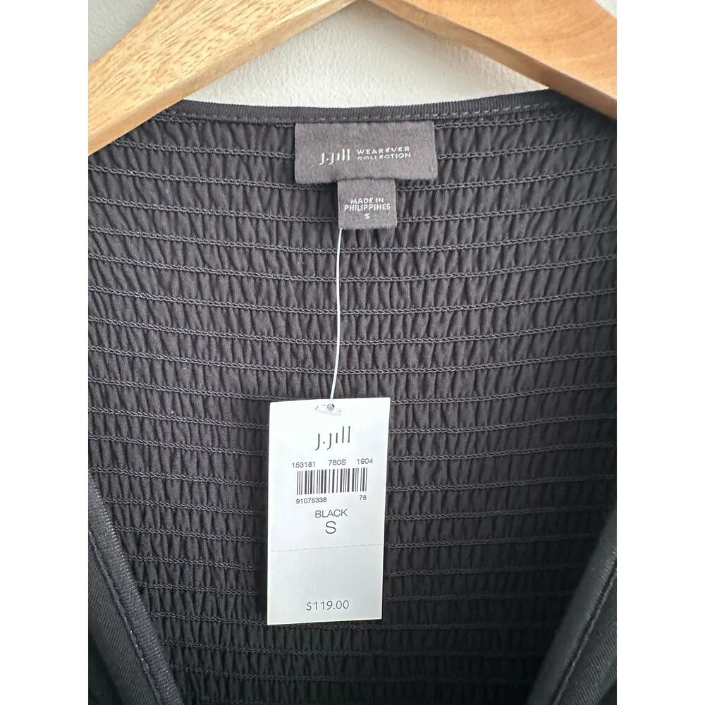 J Jill Wearever Sleeveless Smocked Back Midi Maxi Long Black Dress Size Small - Image 4