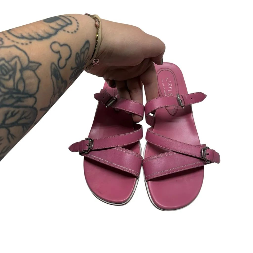 Liz Claiborne Y2K Pink Strappy Buckle Sandals - Image 3