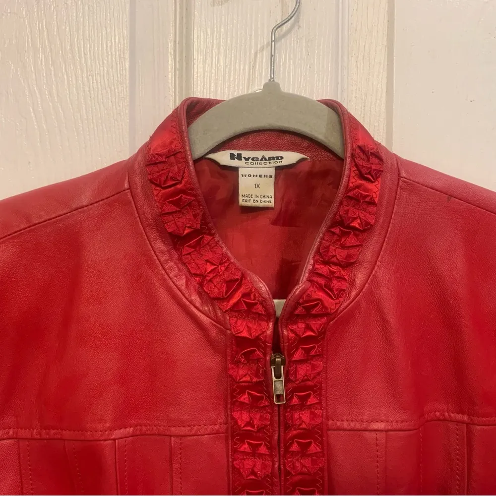 Vintage NVGard Women’s Ref Leather 1x Jacket. 1506 Red - Image 3