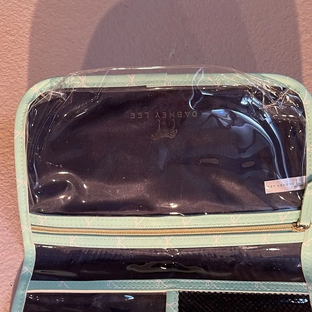 Dabney Lee Mint Green Bow Print Travel Makeup Case - Image 6