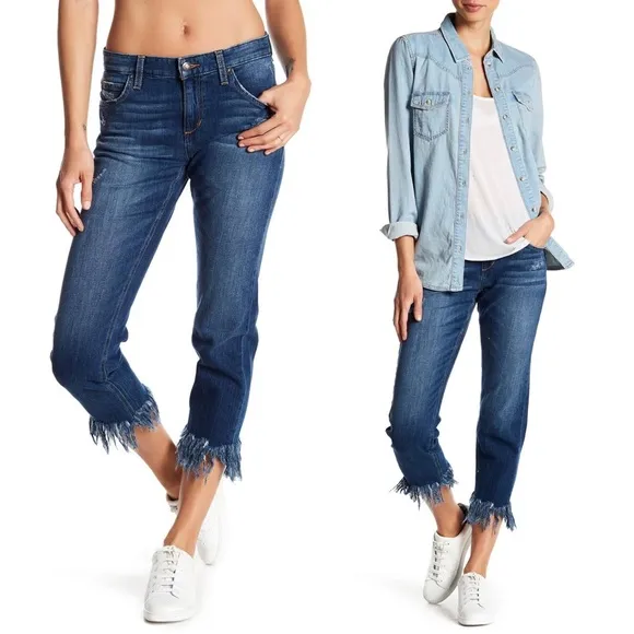 JOE’S • Ex-Lover Crop jean boyfriend mid rise frayed hem fringe distressed ankle - Image 2