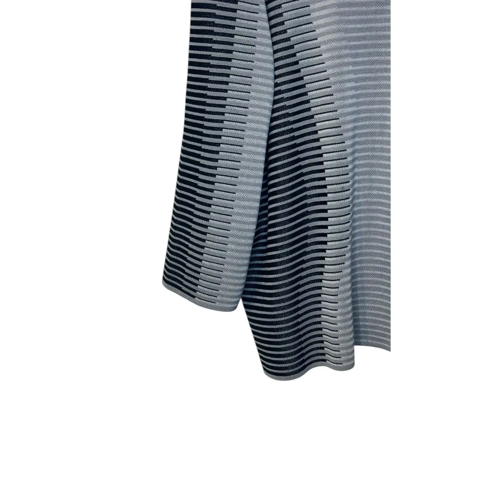 Ming Wang Womens Jacket Acrylic Clasp Full Zip Striped 3/4 Black Gray Sleeve XL - Image 9