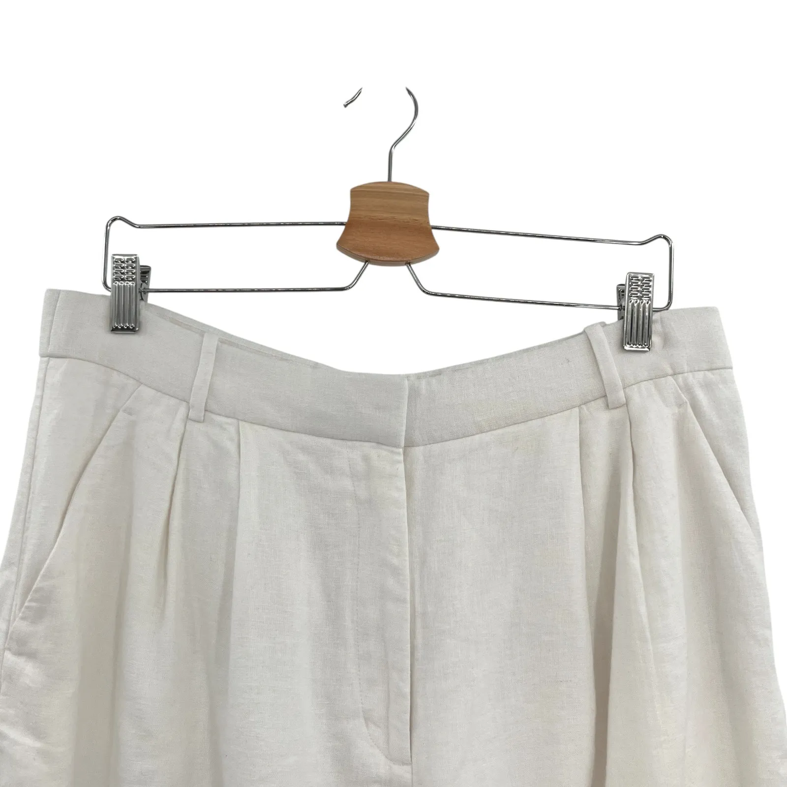 Abercrombie Sloane Tailored‎ Shorts Linen Blend High Rise White Size 32 14R - Image 2