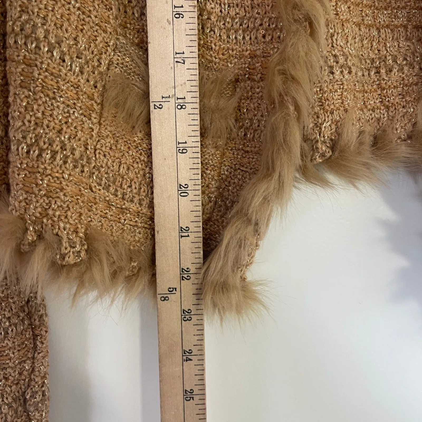 Lilly Pulitzer $198 Tan Knit Faux Fur Trim Preona Cardigan Jacket Sweater Medium - Image 8