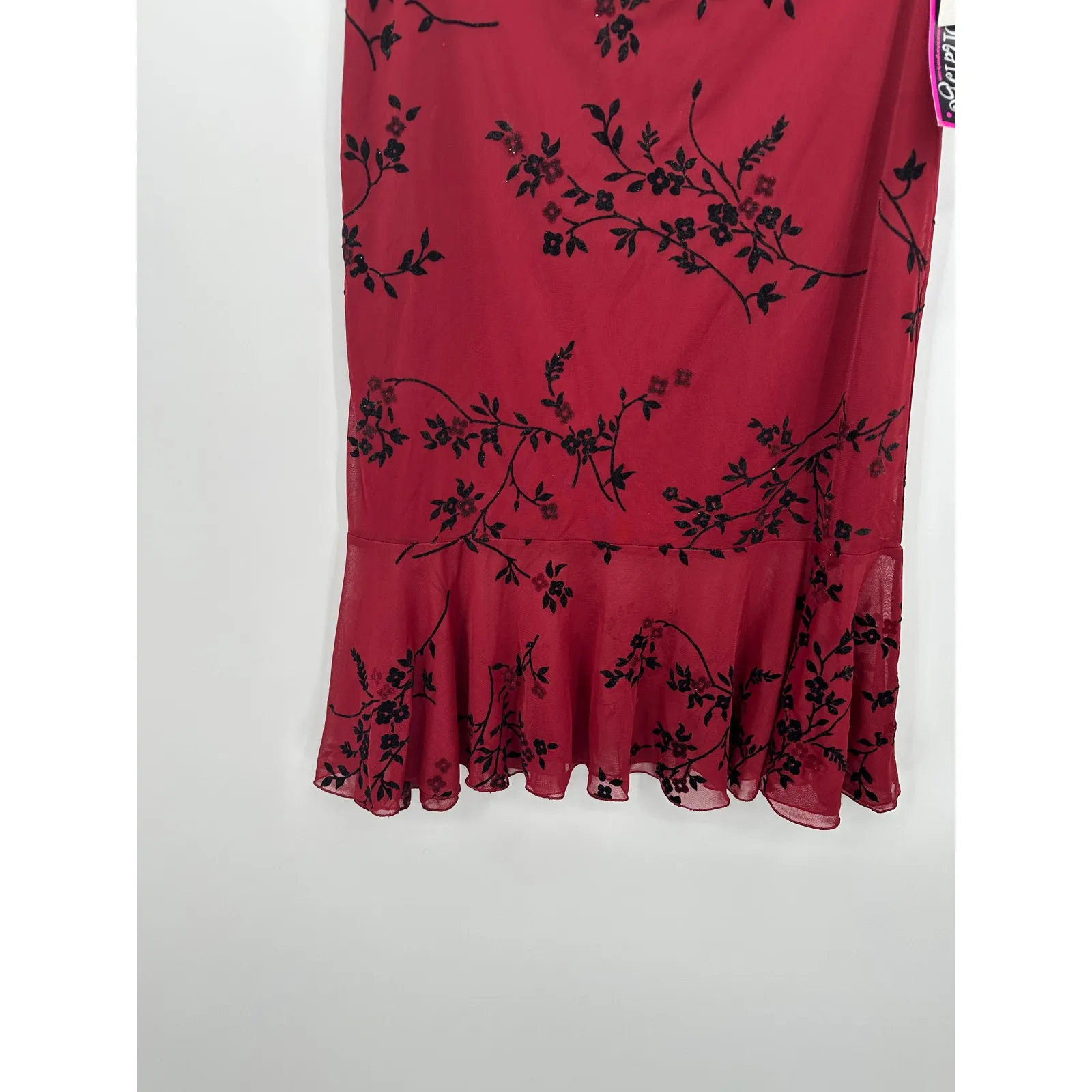 Exact Change Y2K Red Floral Midi Skirt Size M NWT Deadstock Vampire Whimsigoth - Image 3