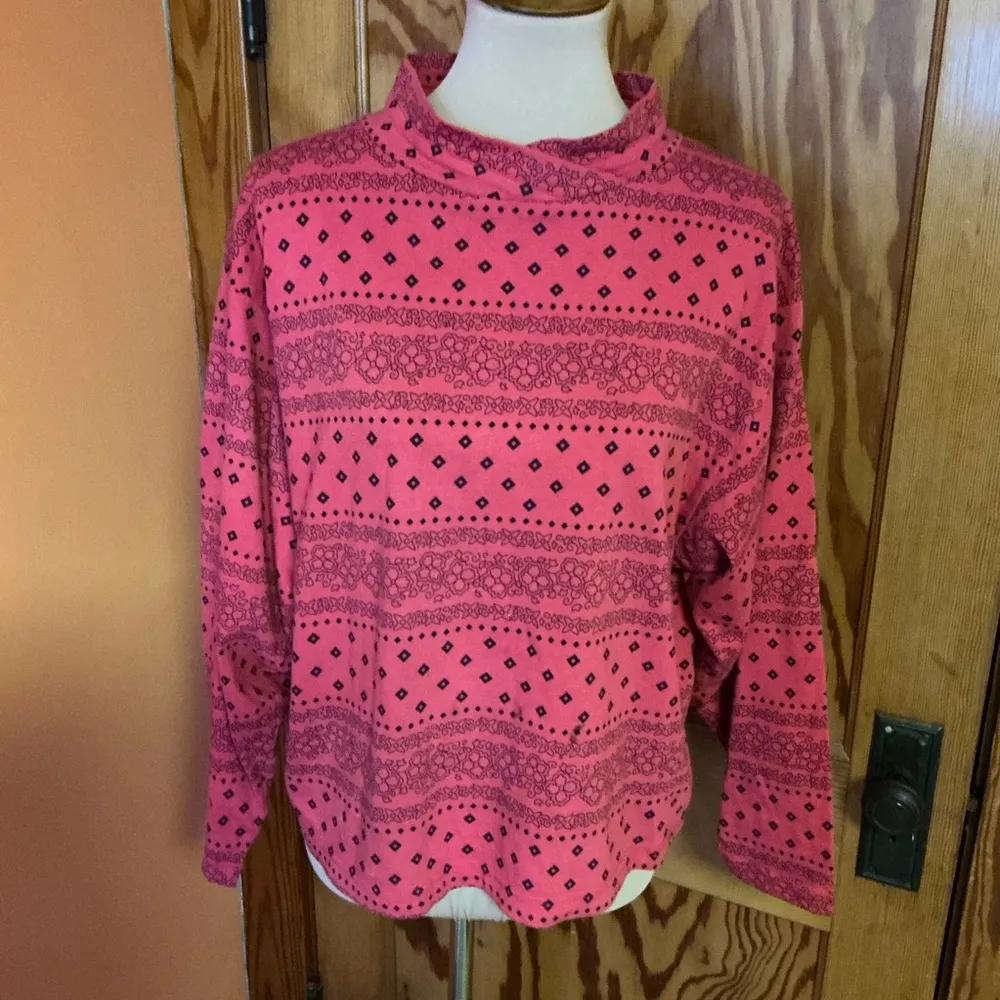 Vtg 80s slouchy floral striped top Size M - Image 8