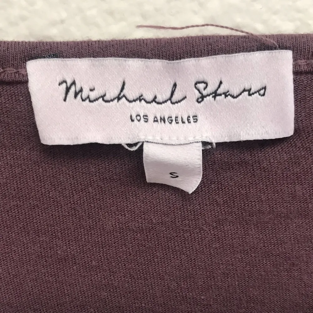 Michael Stars Long Sleeve V-Neck Tee Shirt with Balloon Sleeves Wine Size Small - Image 3