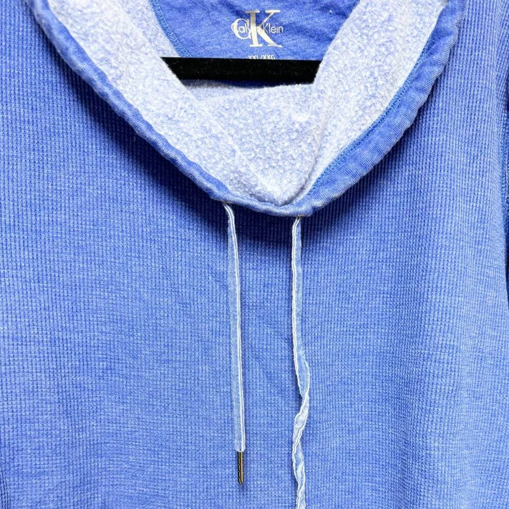 Calvin Klein Cowl Neck Thermal Wrap Sweatshirt Blue Fleece XXL - Image 4