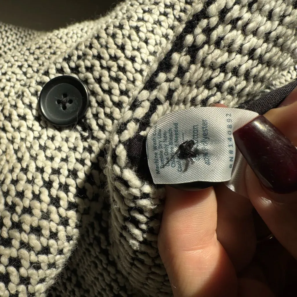 Marine Layer Birdseye Blazer Sz XL Cardigan Jacket‎ Black & White Textured Knit - Image 8