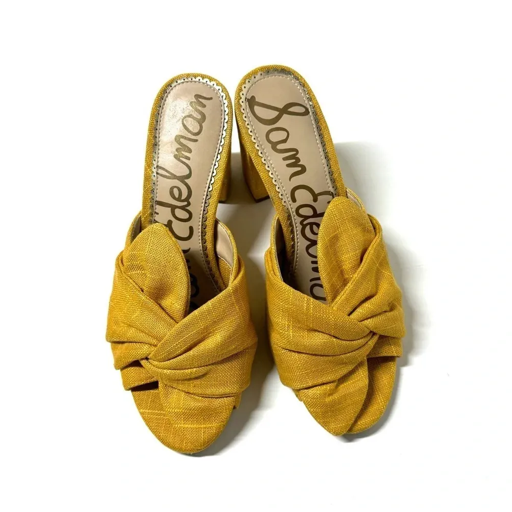Sam Edelman Oda Mustard Yellow Knot Heels Shoe Size 7 - Image 2