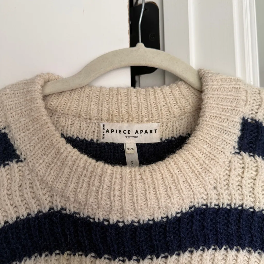 Apiece Apart MAHO SHORT SLEEVE KNIT BLUE STRIPE alpaca - Image 3