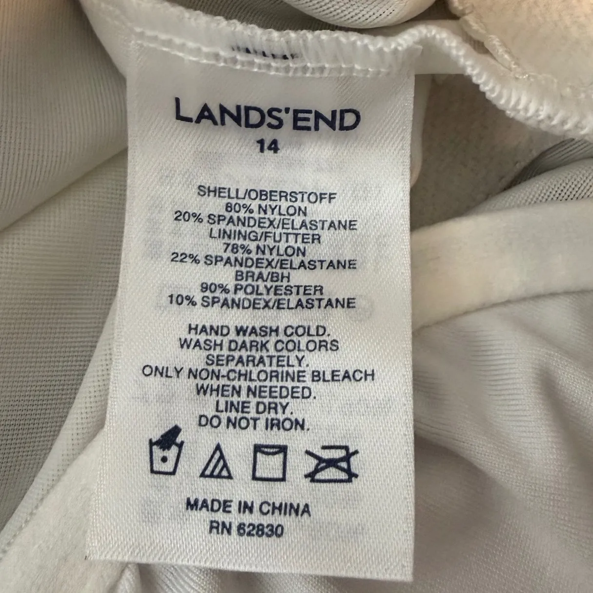 Lands End Navy Blue Floral Tankini Swim Top Women's Size 14 Vacation Beach - Image 5