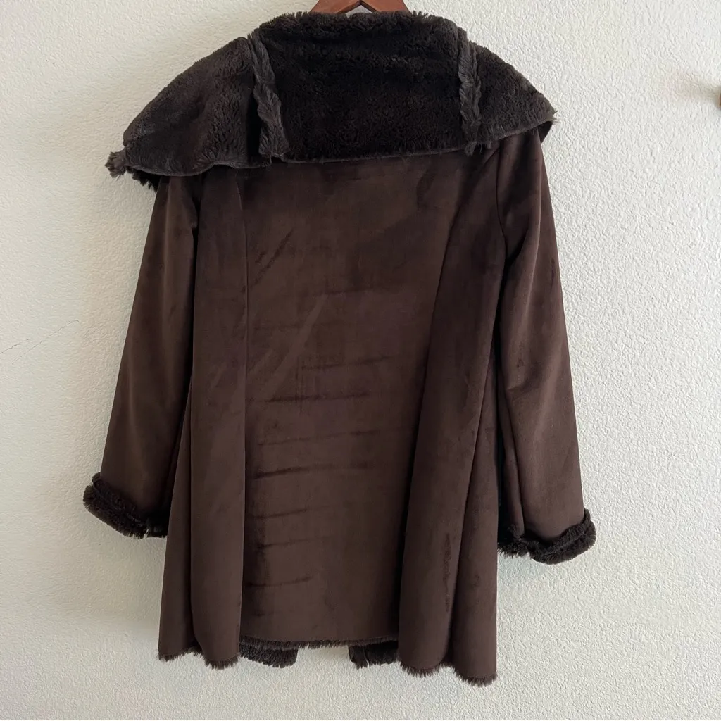 Zara Brown Faux Suede Shearling Coat Size S - Image 11