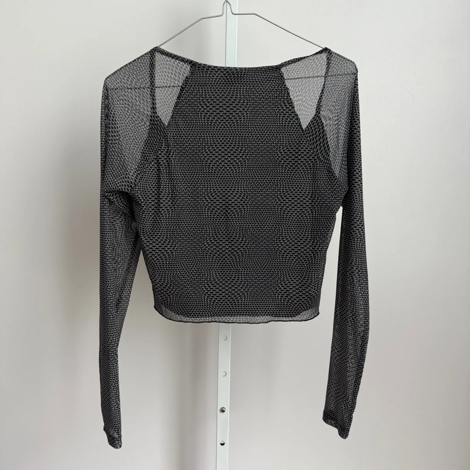 Cotton On Y2K baby Tee cropped Mesh Button Up Crop Top‎ Gray size M - Image 6