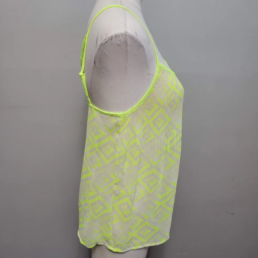 Vera Wang Princess  neon cream aztec pattern strappy tank size large - Image 3