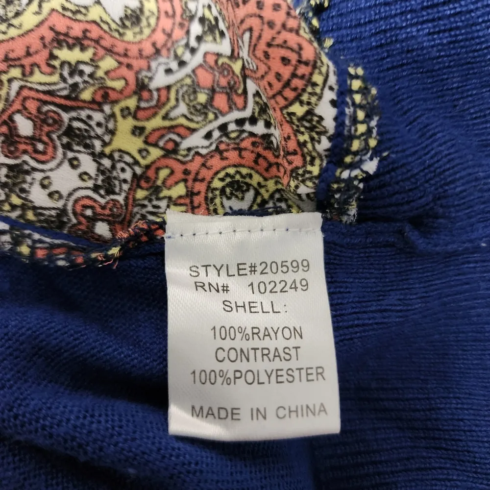 41 Hawthorn Zappos blue printed mixed media sweater size large - Image 8