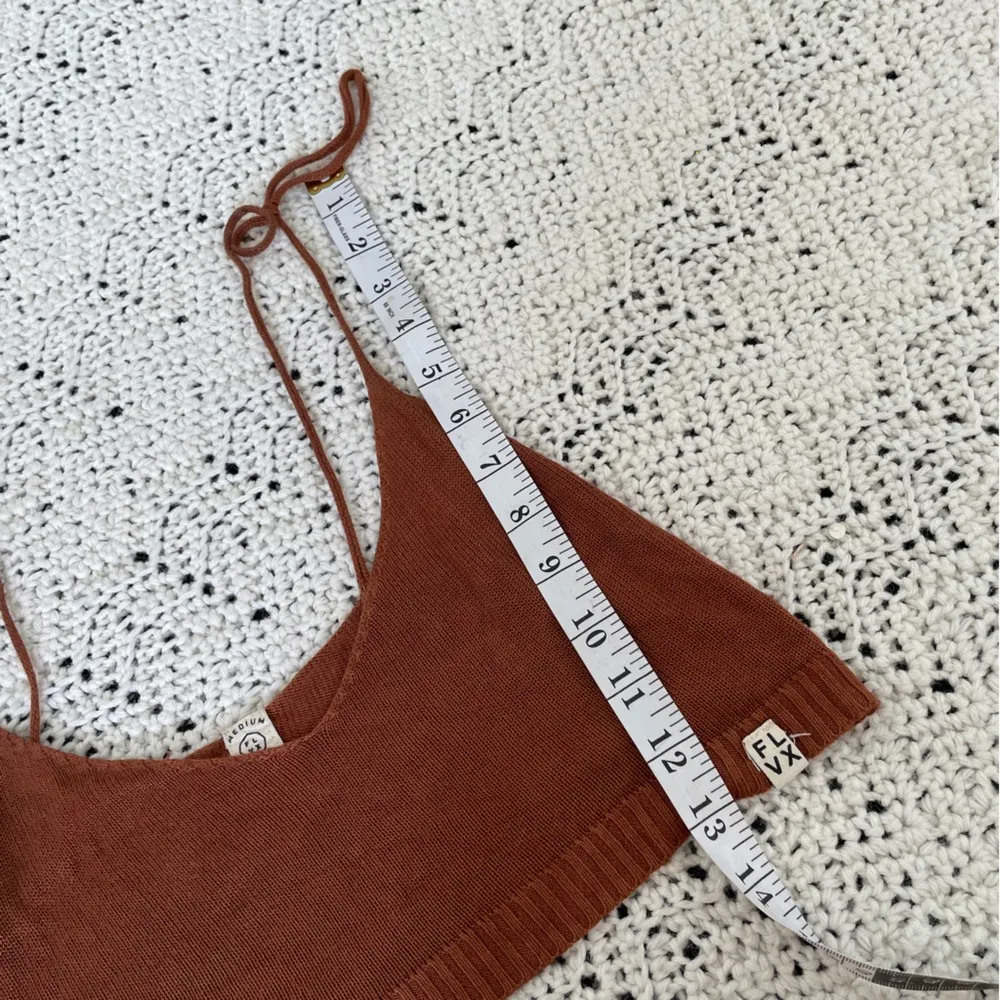 FLVX Co. V Neck Tie Strap Crop Knit Tank Top Orange (Medium) - Image 2