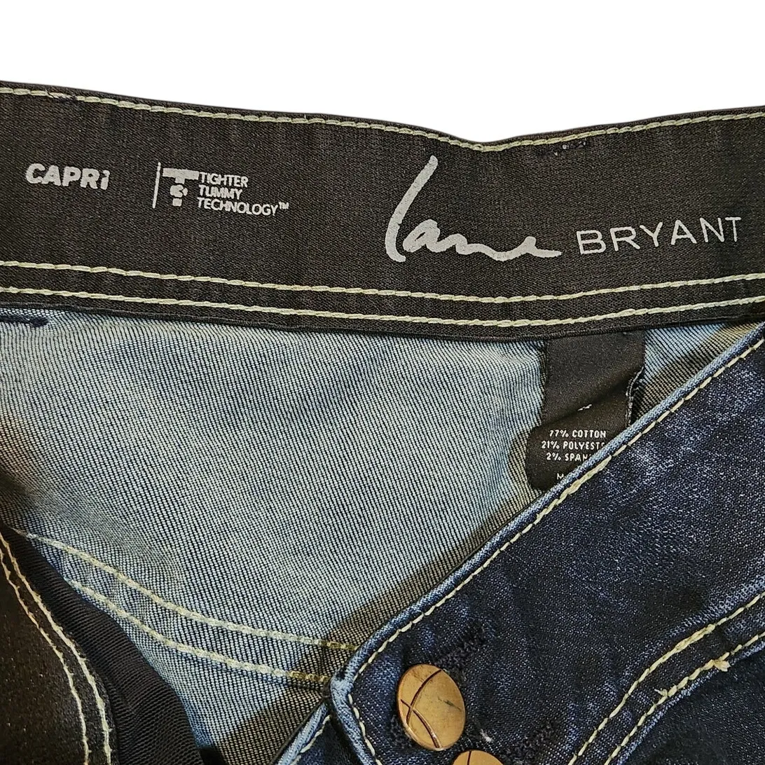 Lane Bryant Blue Dark Denim High Rise Casual Distressed Capri Jeans Size 22 - Image 5