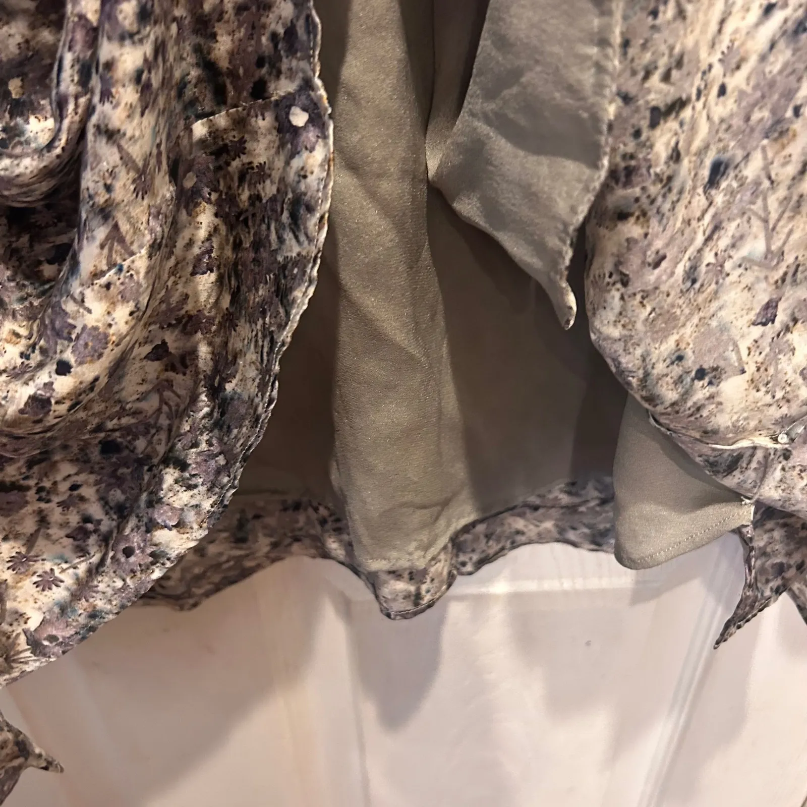 Theyskens Theory Women's L Sleeveless Dress Floral Elastic Waist‎ Silk Pockets Gray Size L - Image 4