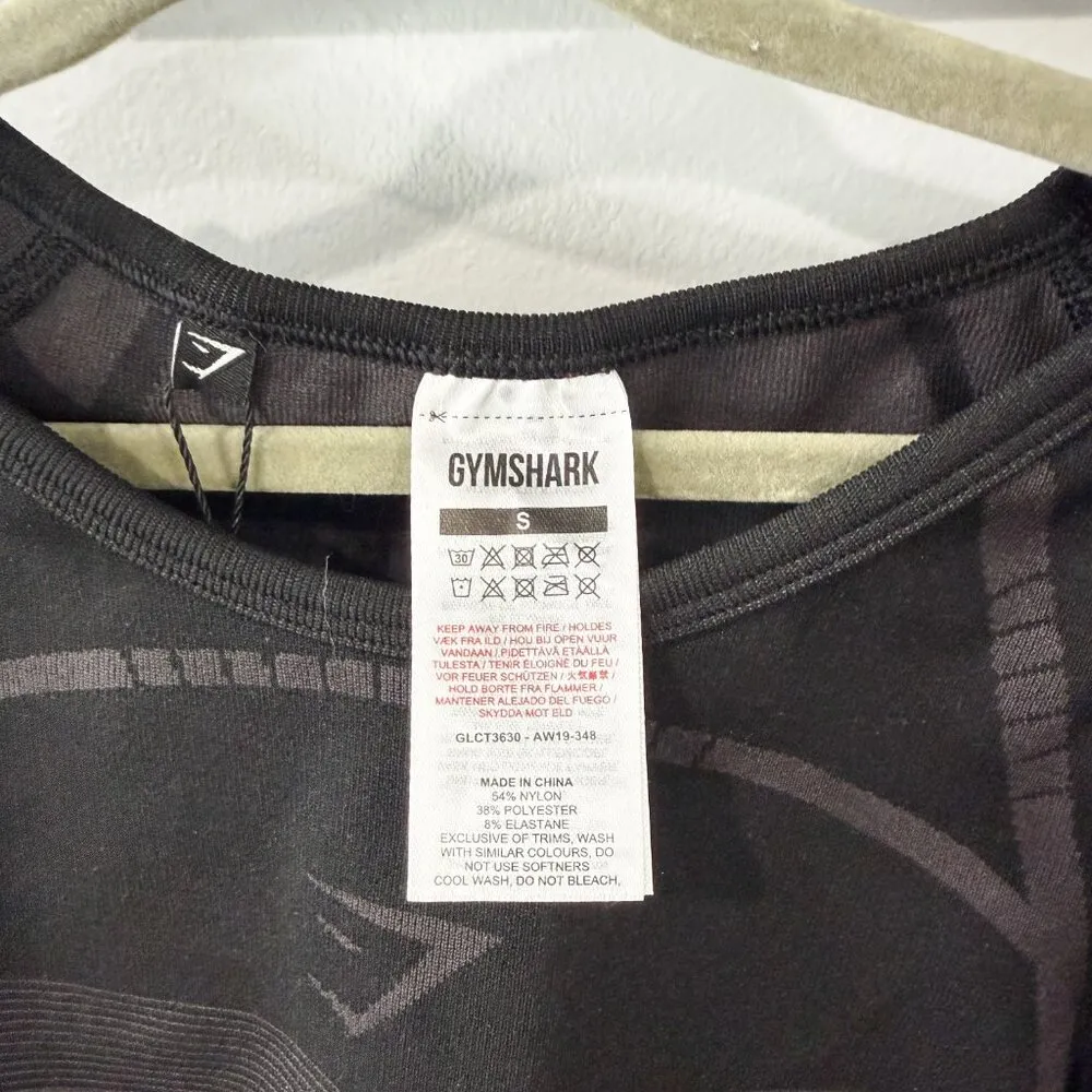 NWT Gymshark Geo Ombre Seamless Crop Top Black Size S - Image 7