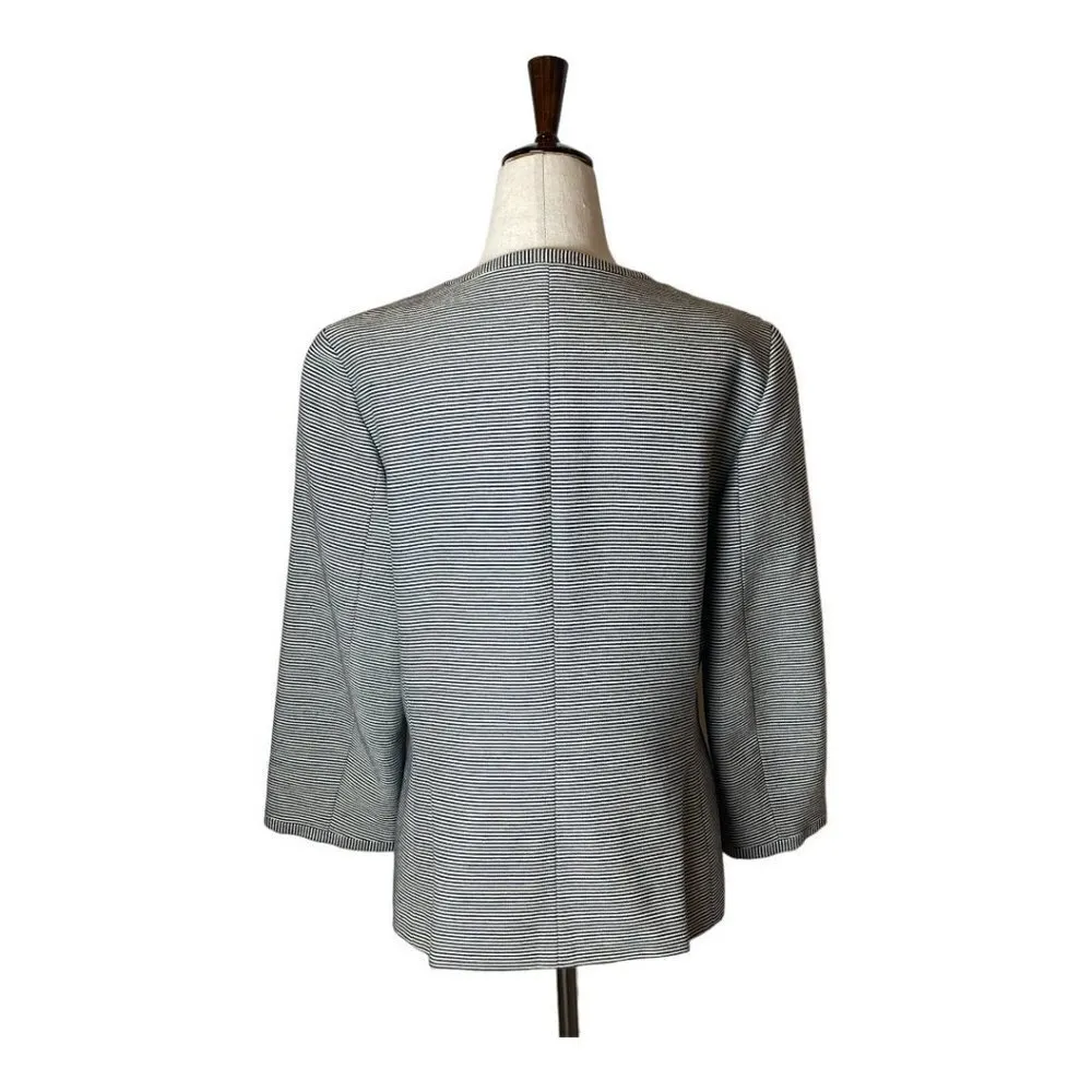 Talbots‎ Black And White Striped Button Down The Jackie Fit Coat Blazer Size 8 - Image 2