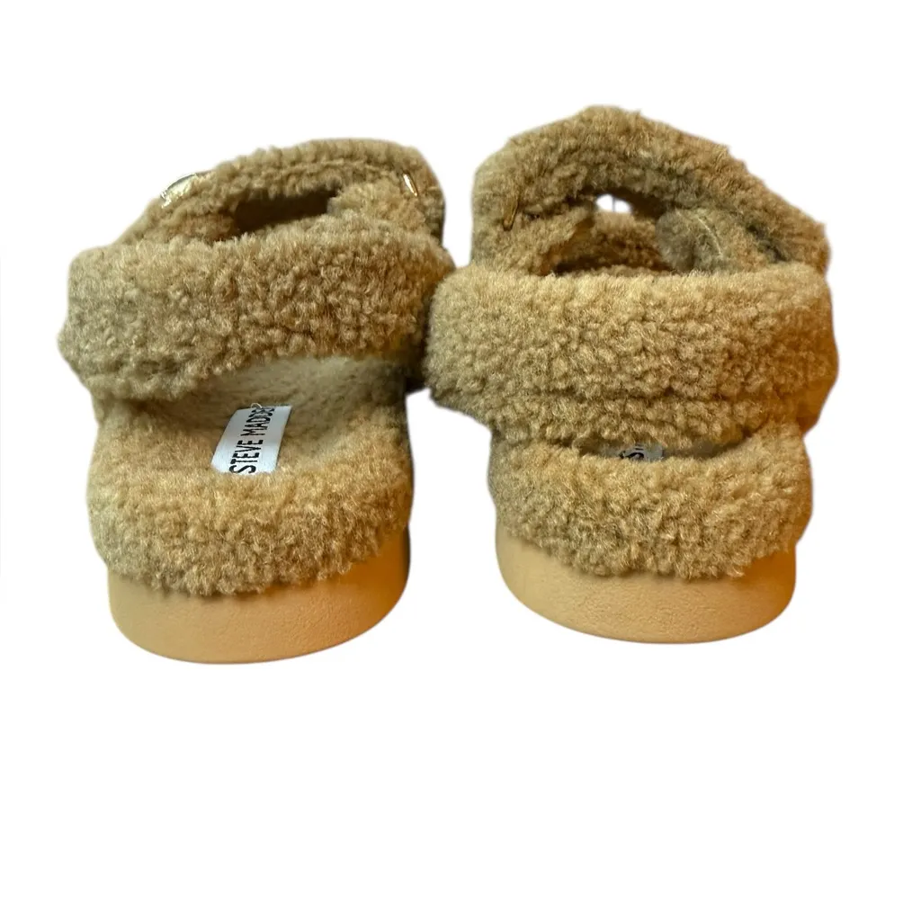 Steve Madden Mona Tan Faux Fur Sherpa Sandal Slippers - Image 5