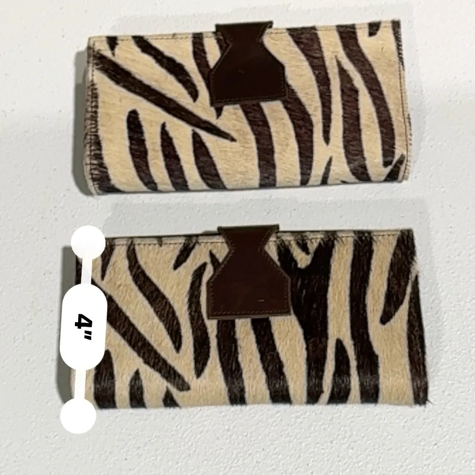 Lot Of 2 Real Handmade Animal Print Fur Leather Loop Closure Wallet/Hand Clutch - Image 11