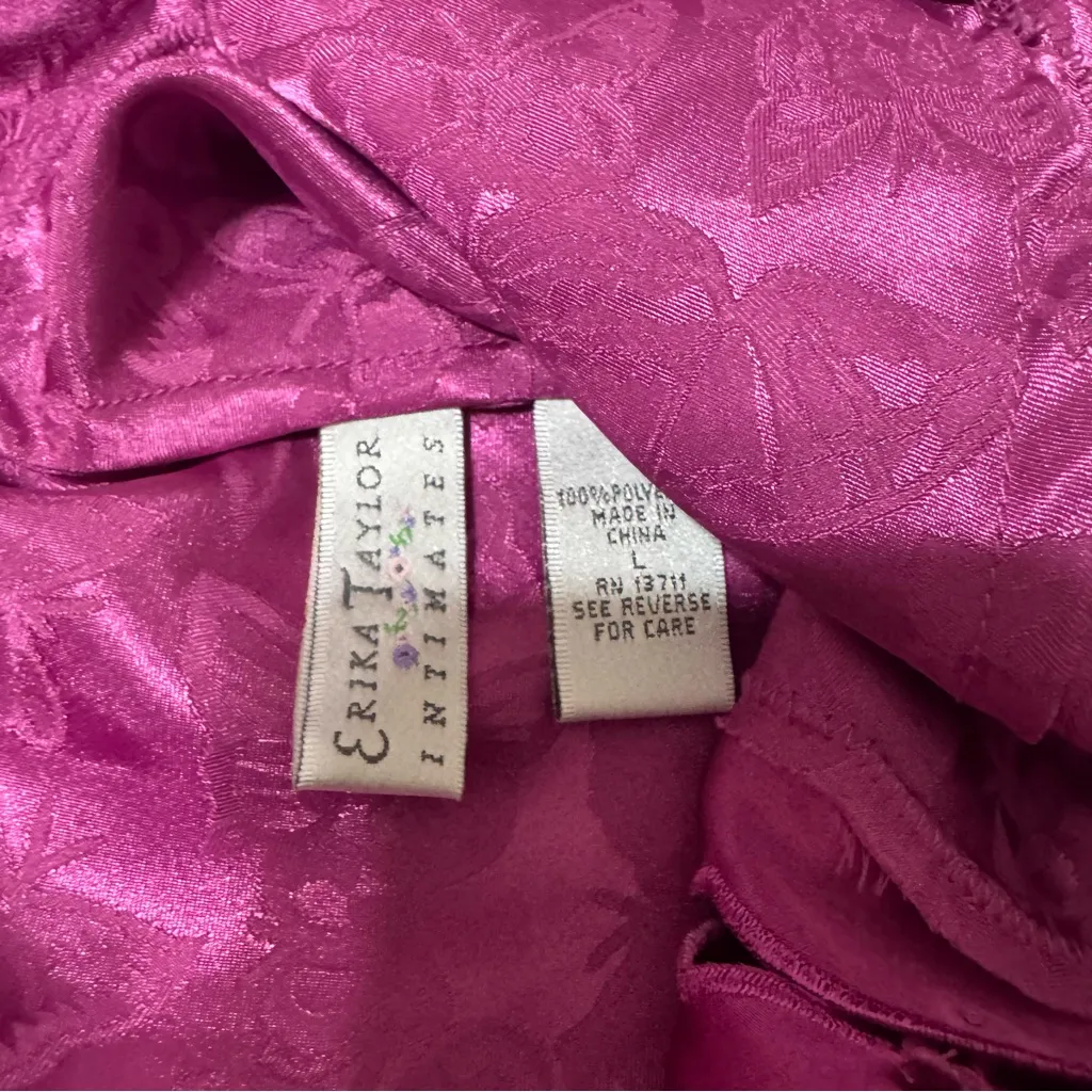Vintage Butterfly Satin Pink Button Front Slip Size L - Image 7