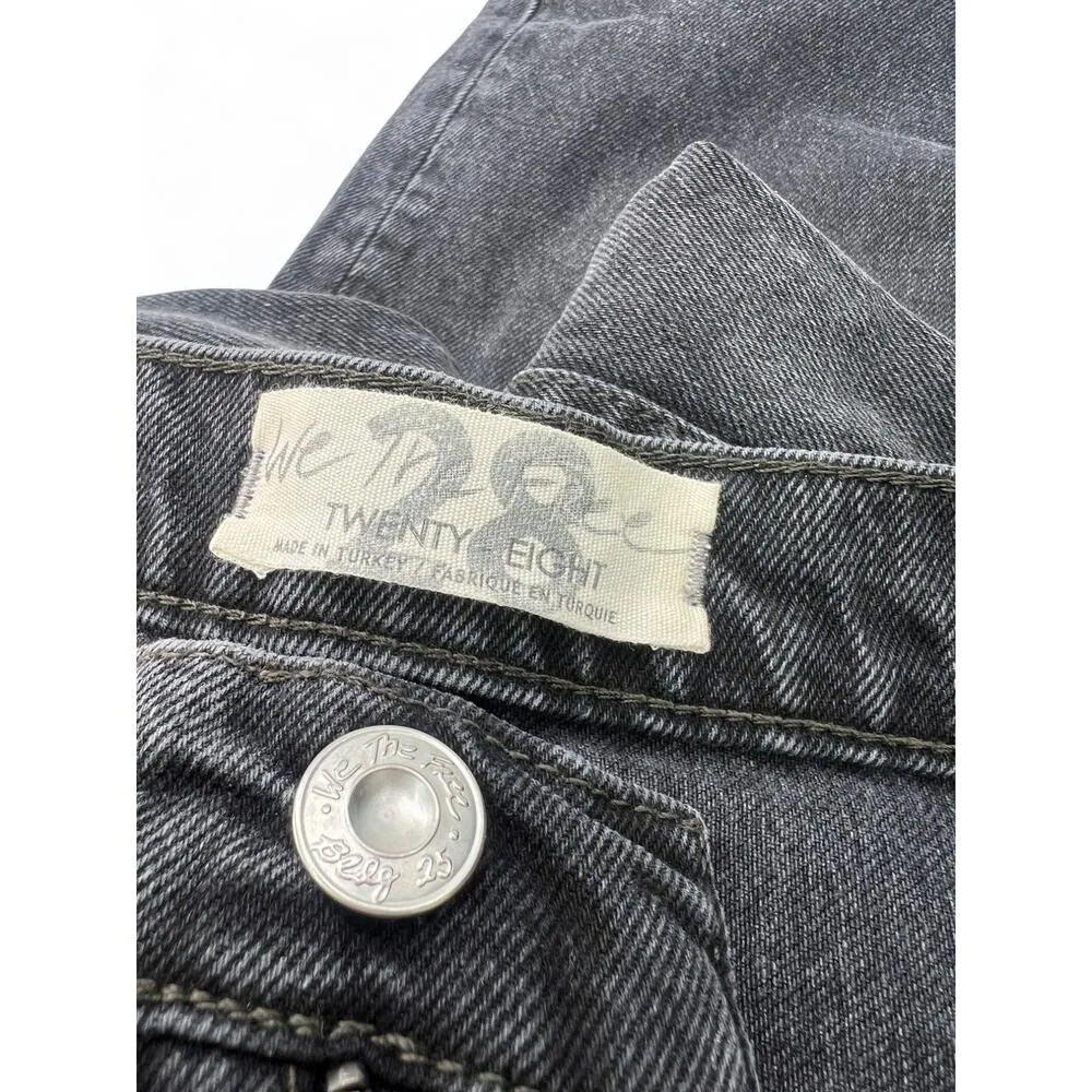 New FREE PEOPLE 28 Rugged black Jeans Straight Wide Leg 27 Inseam Women NWT - Image 4