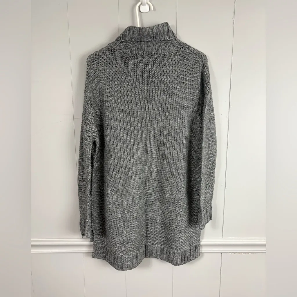 Zara Knit Medium Gray Turtleneck Sweater Oversized Dress Winter Warm Basic Fall - Image 4