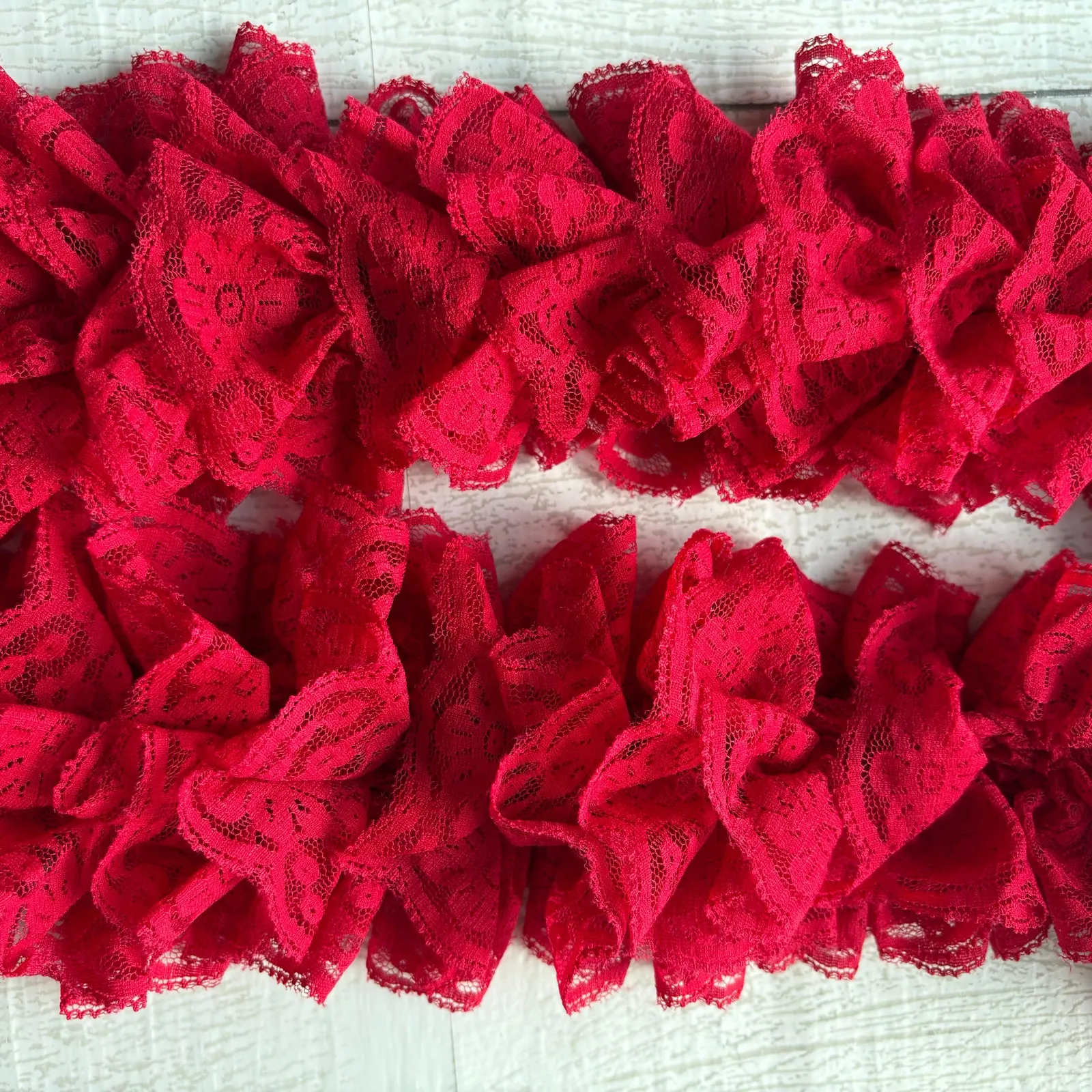 Handmade Red Lace Ruffle Layered Scarf - Image 3