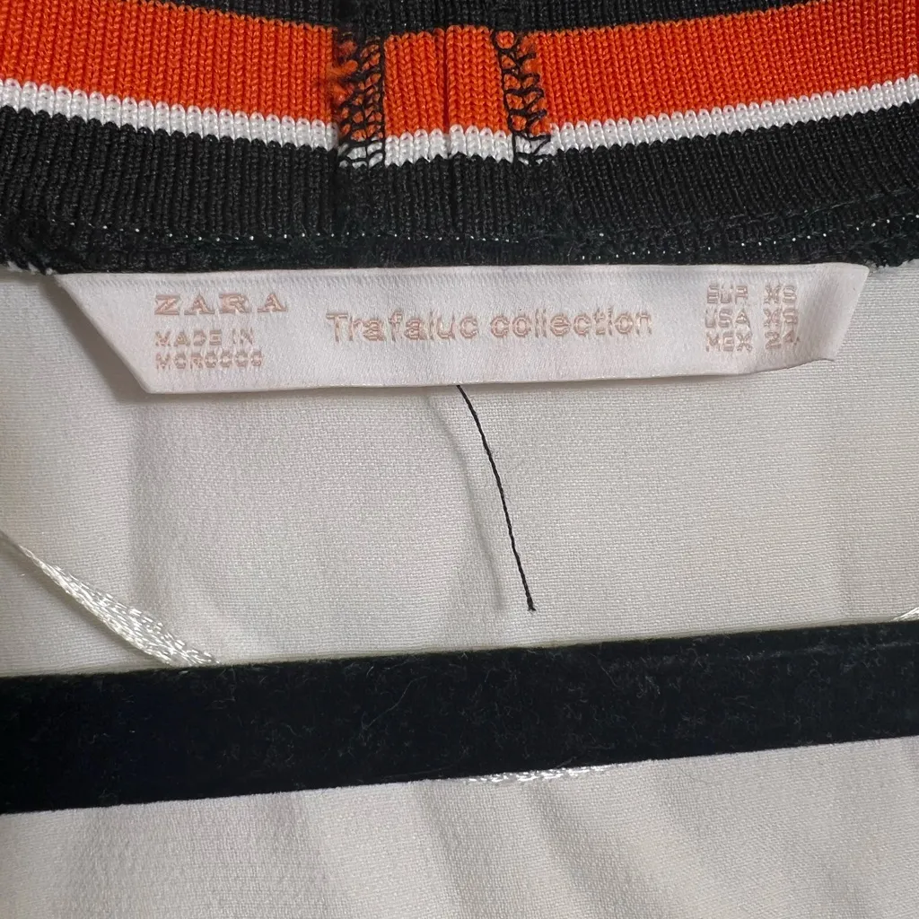 Zara White Top with Black and Orange Stripes size XS casual - Image 8