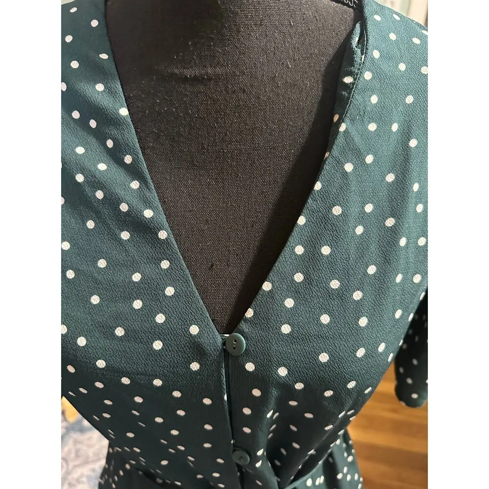 ASOS DESIGN button through tie back mini tea dress with angel sleeve - Image 2