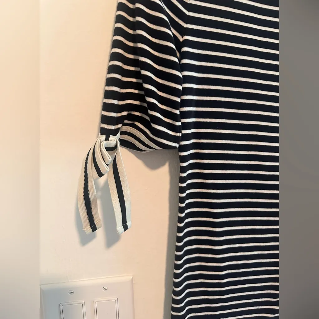 Ralph Lauren Ribbon-Sleeve Striped Boatneck Top Sz M - Image 4