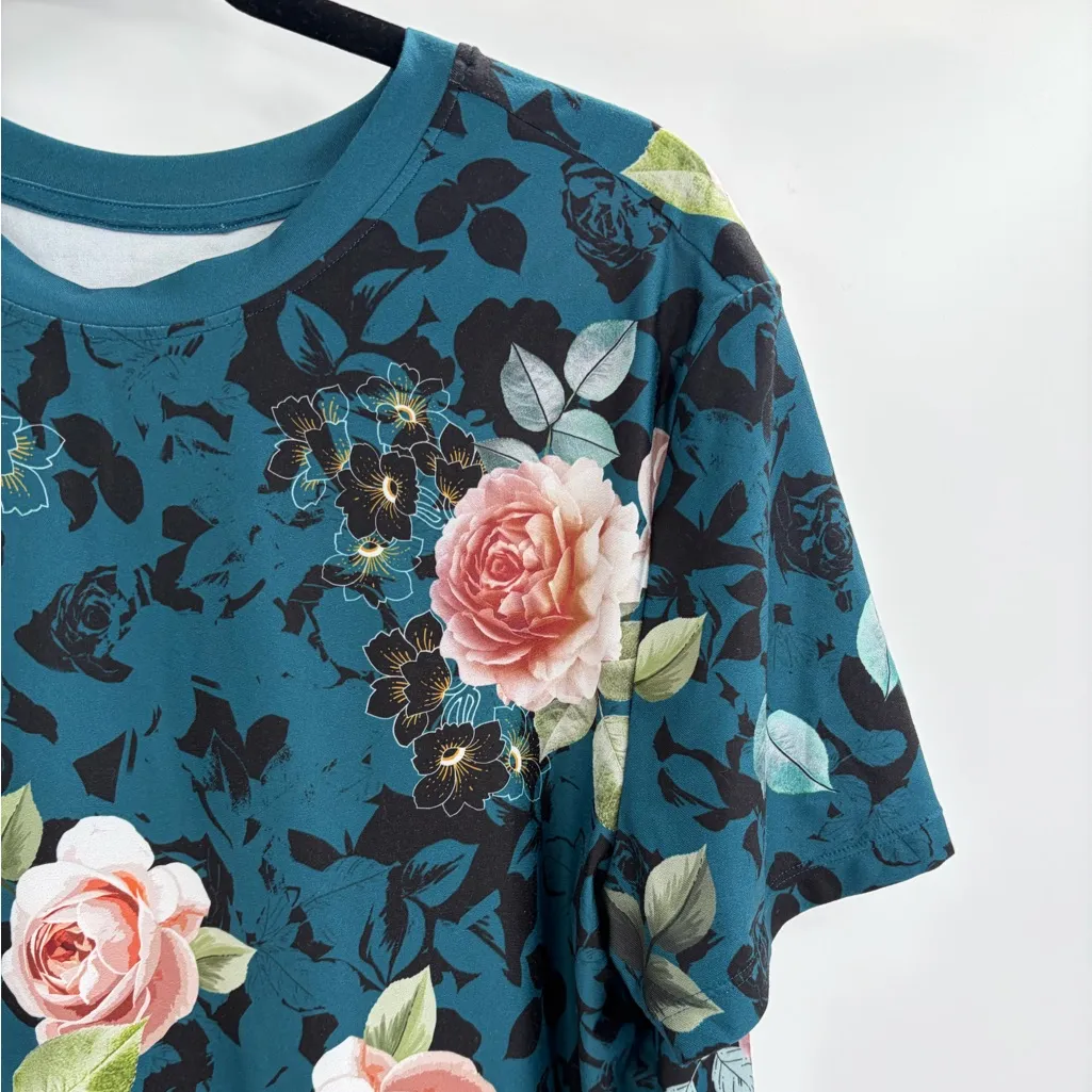 Johnny Was Teal Activewear athletic workout t-shirt short sleeve Top sz medium - Image 5