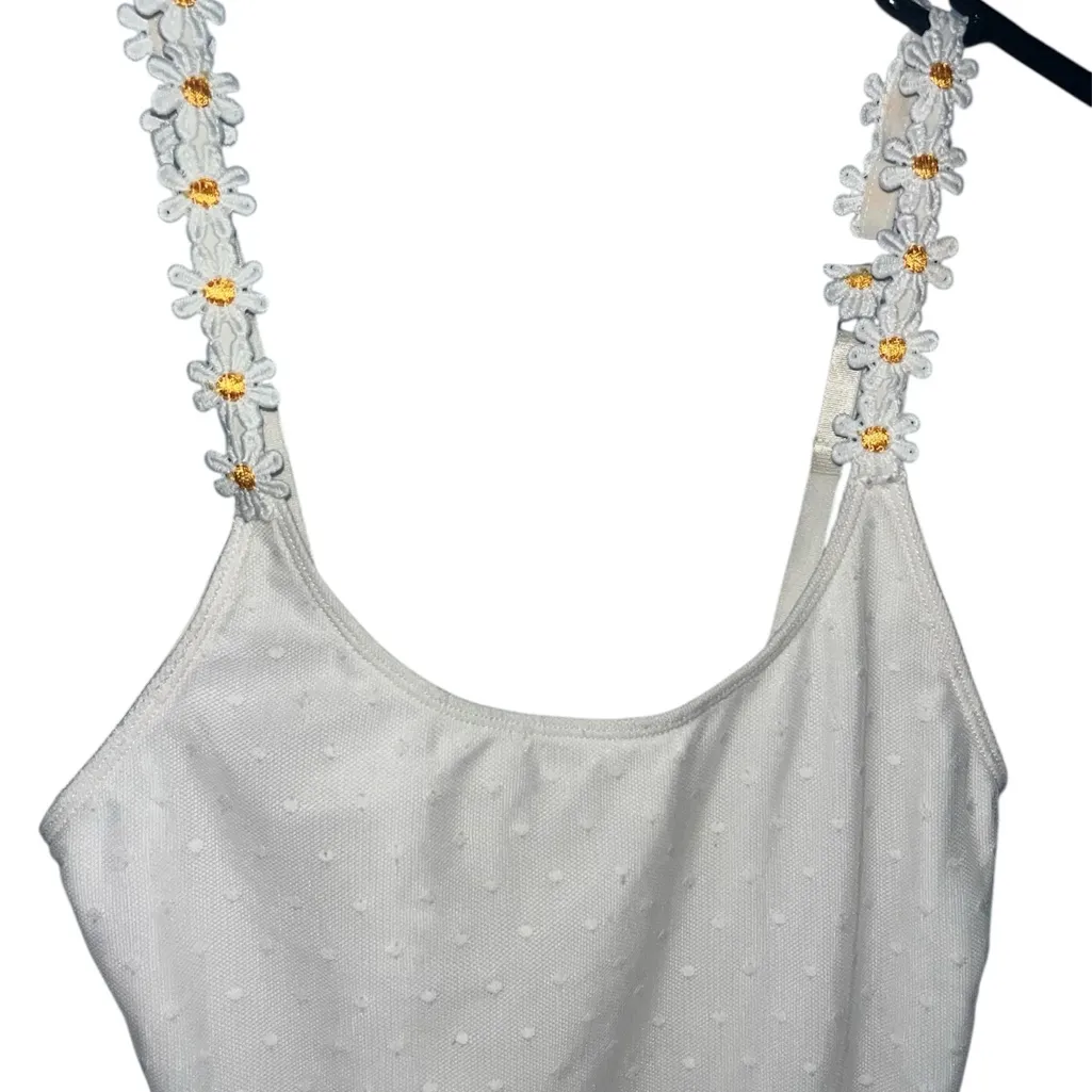 Source Unknown White Floral Strap Bodysuit - Image 2