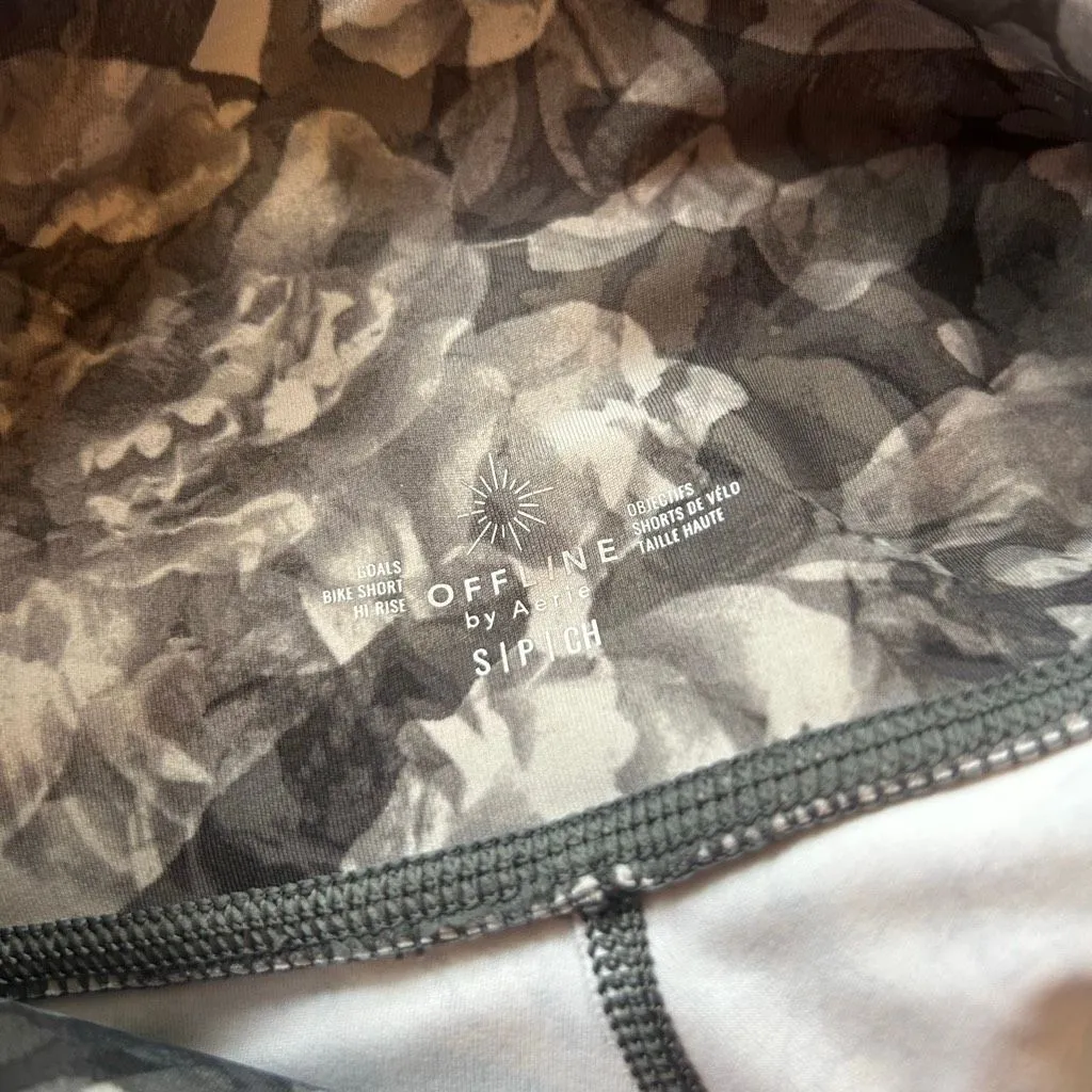Women’s Offline Floral Grey Black Biker Short Size S Gray - Image 6