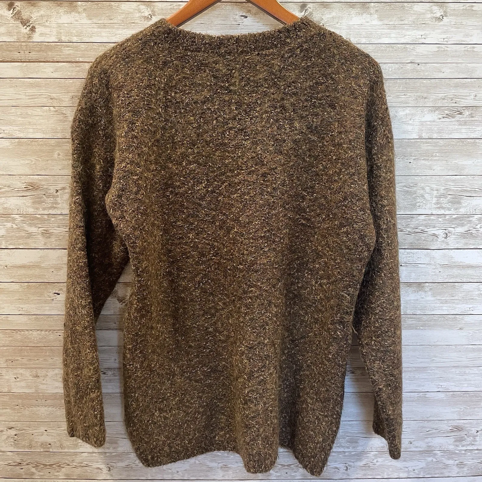 Vintag Paul Harris Womens S Sweater Mohair Blend Brown Pullover Crew Long Sleeve - Image 5