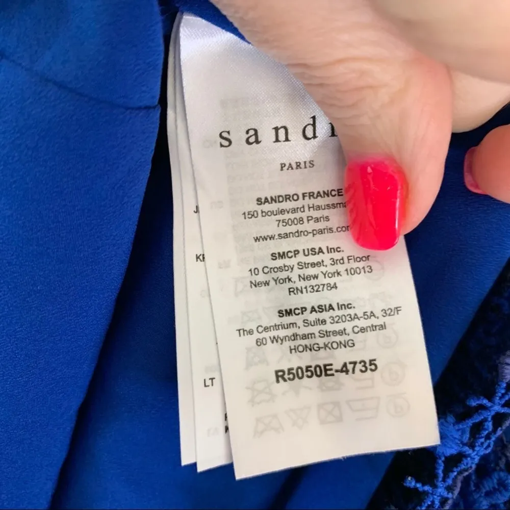 Sandro Bella Blue Egyptian Lace Sheath Dress - Image 5