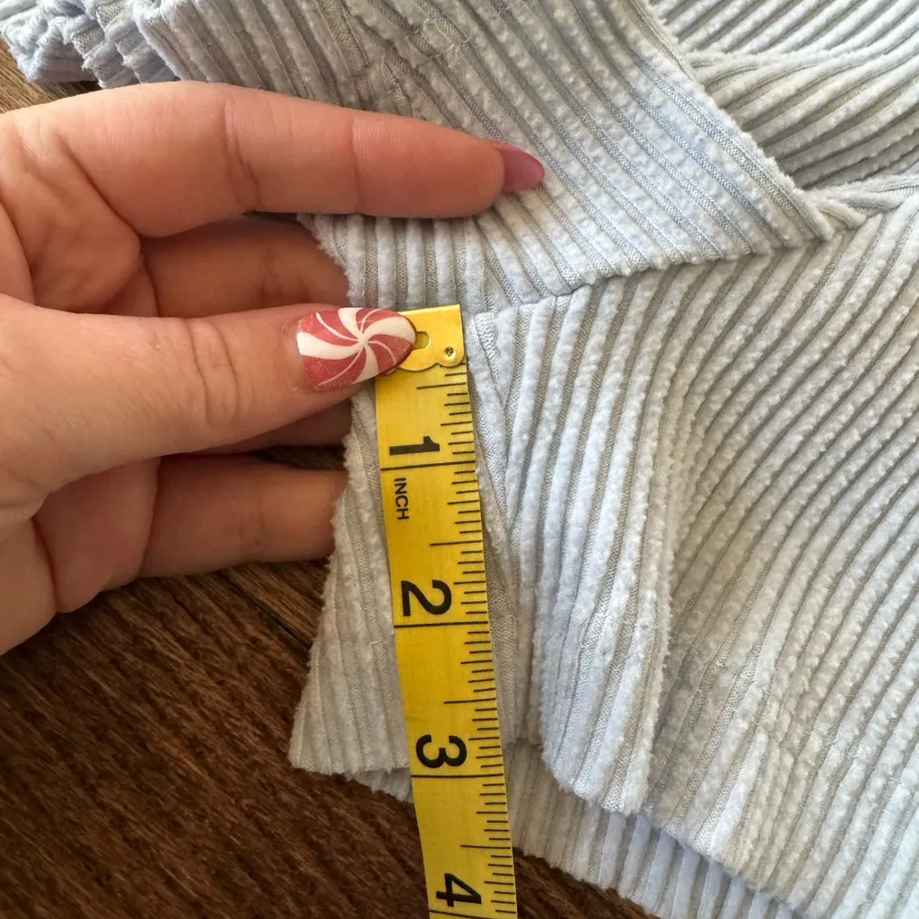 Alo Yoga Muse Ribbed Sweater Lounge Knit Shorts Baby Blue Small Athleisure - Image 5